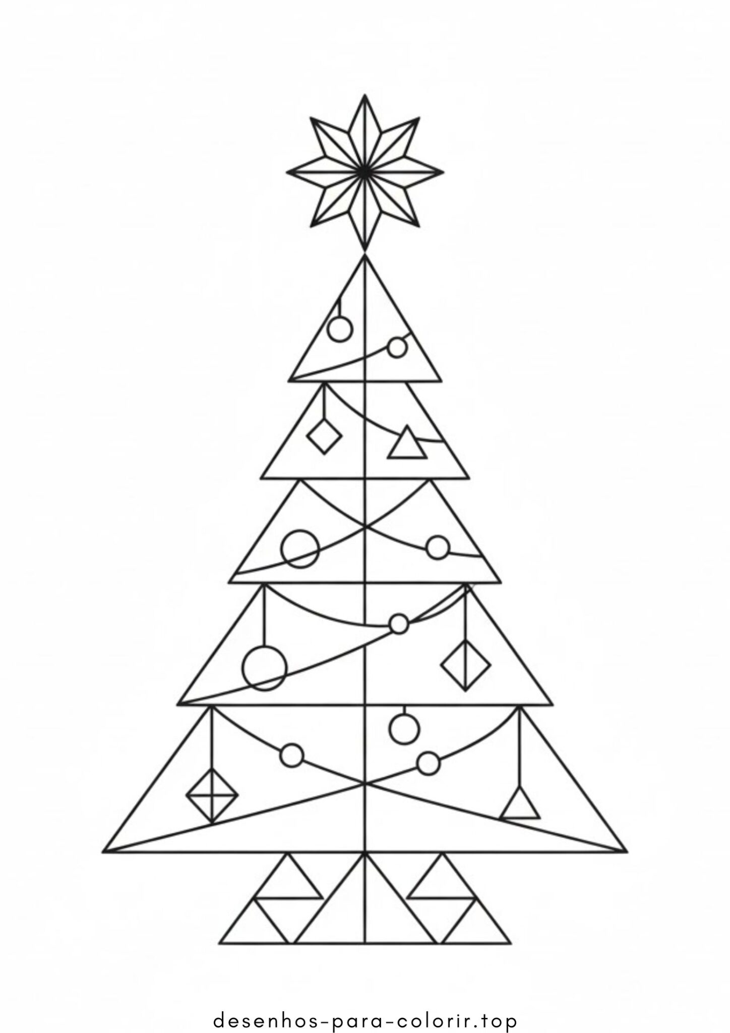 Desenhos de Árvore de Natal geométrica para Colorir Desenhos de Árvore de Natal geométrica para Colorir