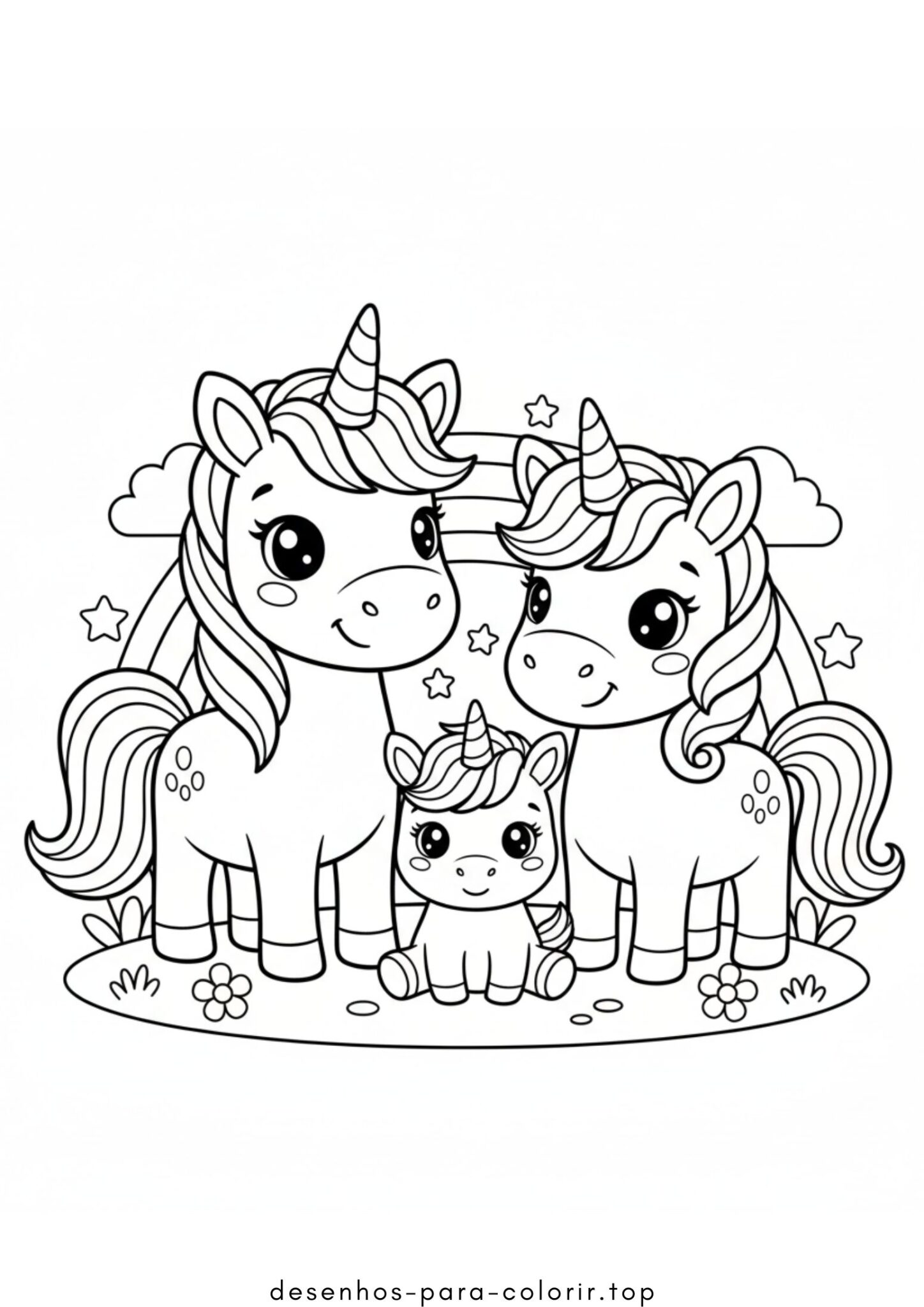 Desenho de Família Unicórnio para colorir e imprimir Desenho de Família Unicórnio para colorir e imprimir