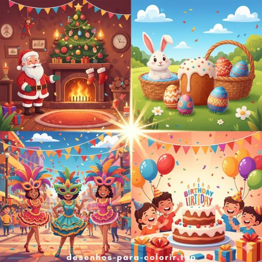 Desenhos de Feriados 🎉 para colorir e imprimir grátis