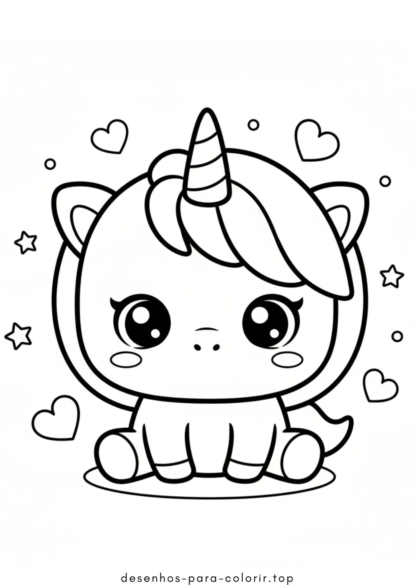 Desenho de Fofo Unicórnio para colorir e imprimir Desenho de Fofo Unicórnio para colorir e imprimir