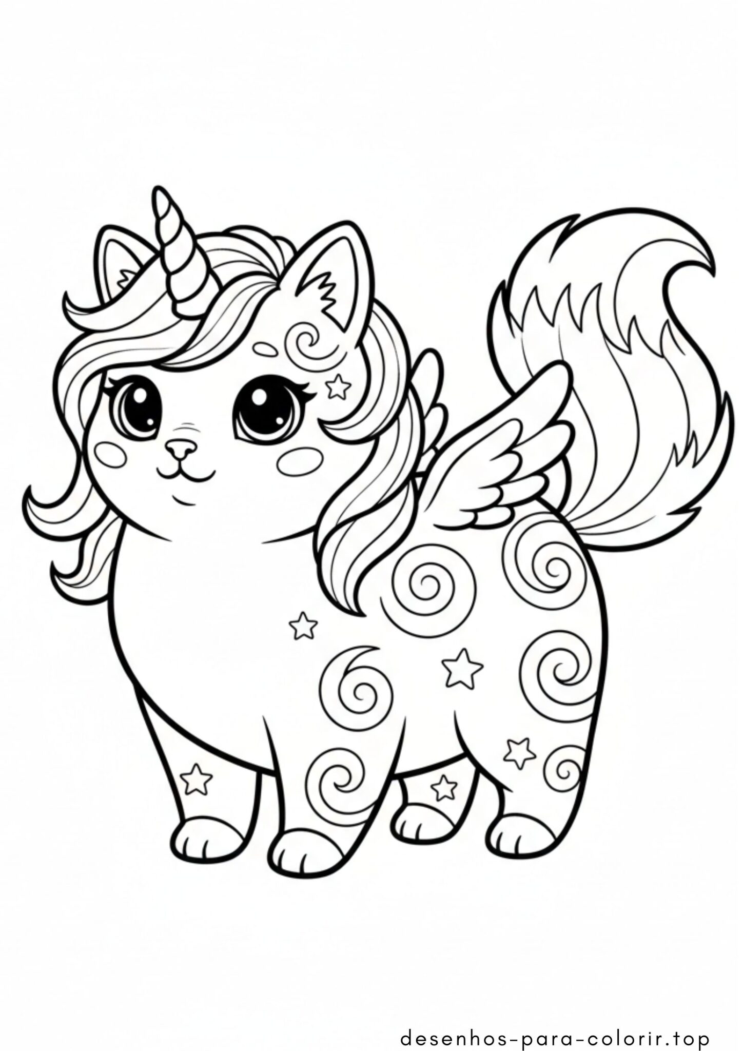 Desenho de Gato Unicornio para colorir e imprimir Desenho de Gato Unicornio para colorir e imprimir