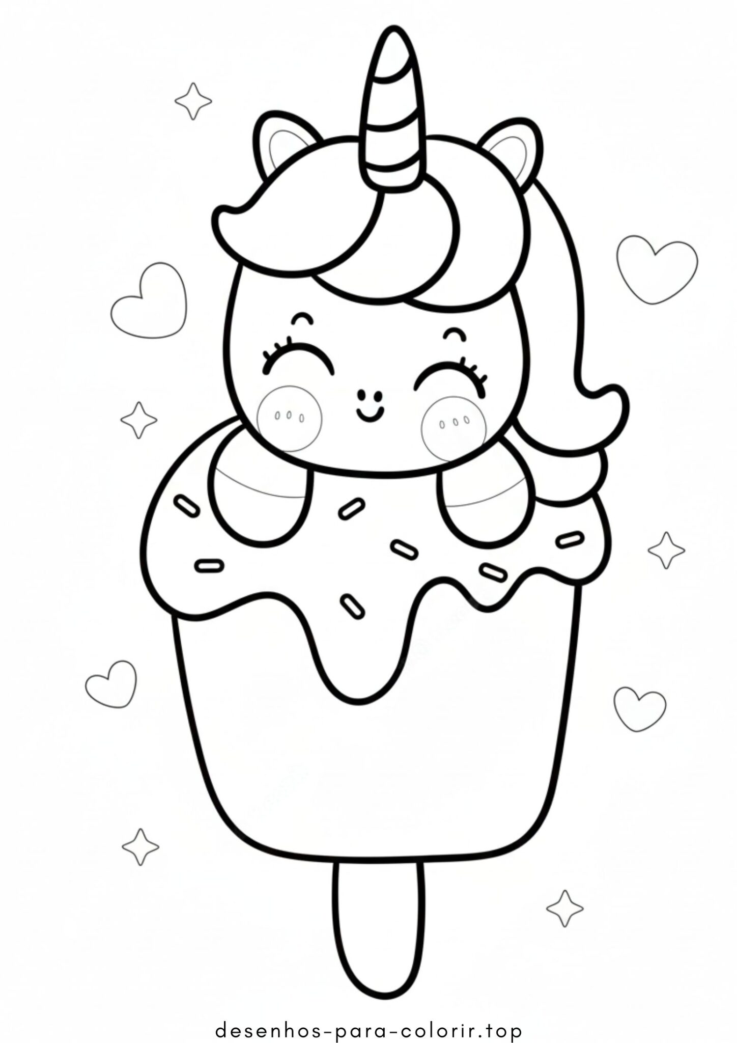 Desenhos de Kawaii unicórnio para Colorir