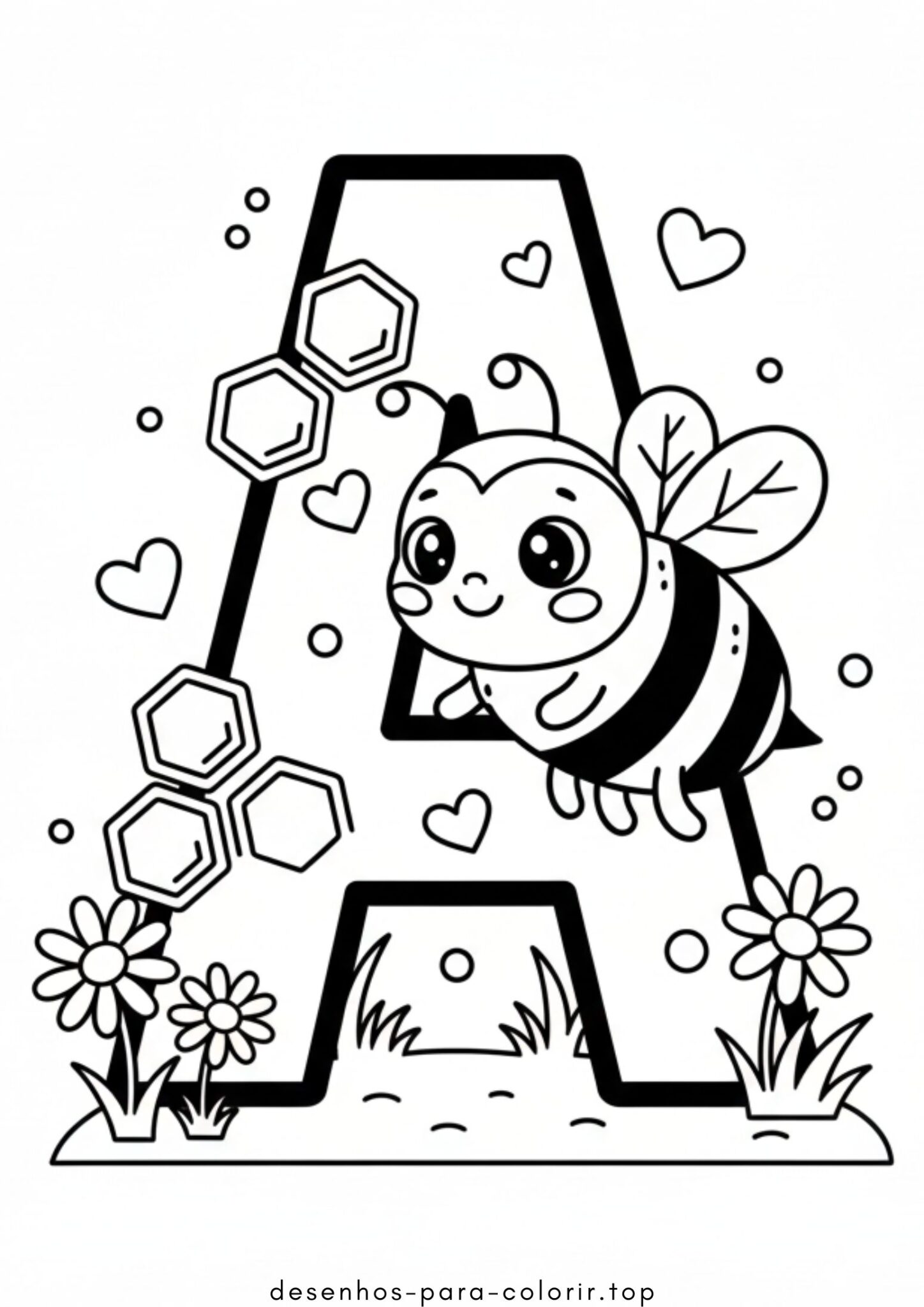 Desenho de Letra A – Abelha para colorir e imprimir Desenho de Letra A – Abelha para colorir e imprimir