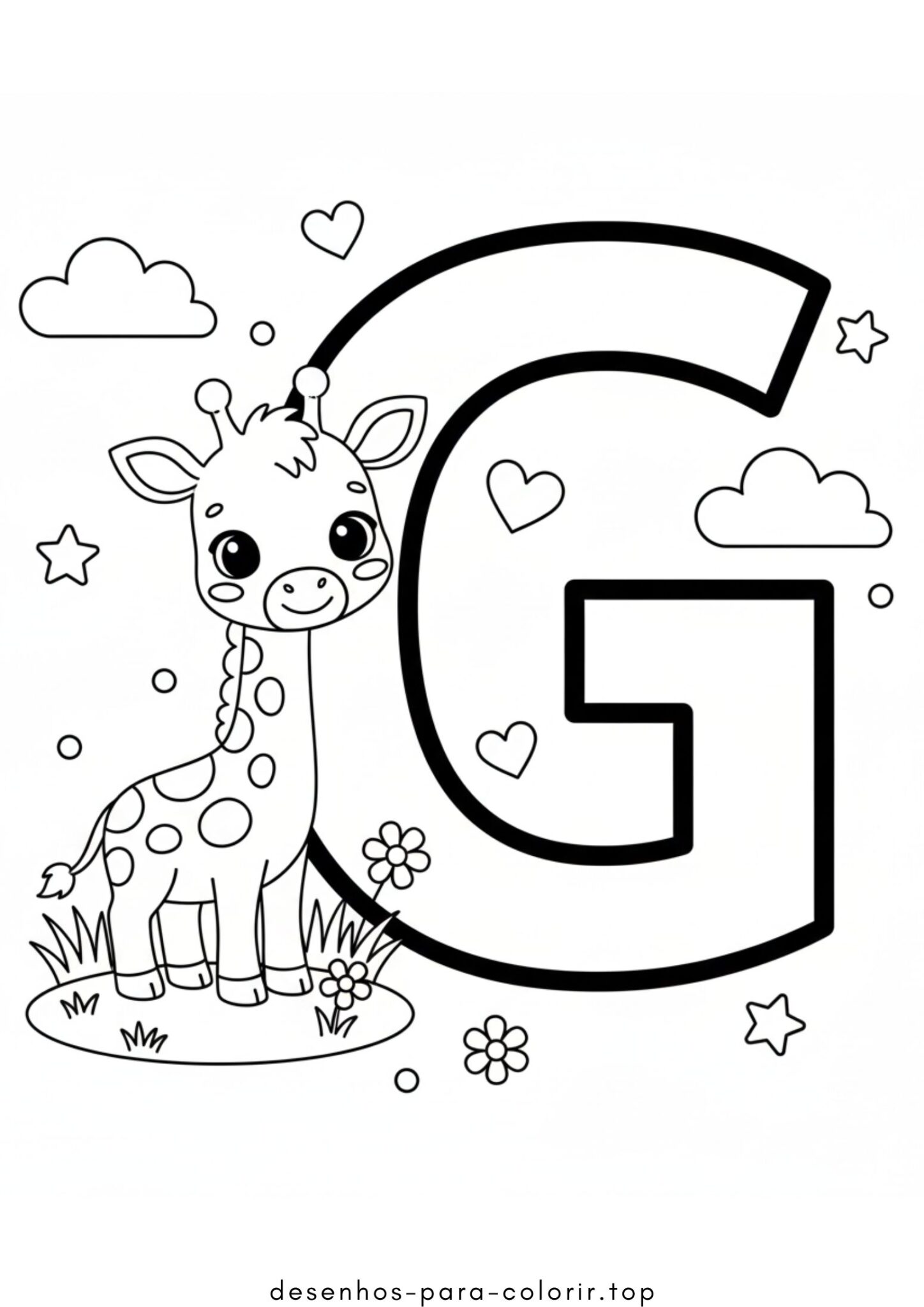 Desenho de Letra G – Girafa para colorir e imprimir Desenho de Letra G – Girafa para colorir e imprimir