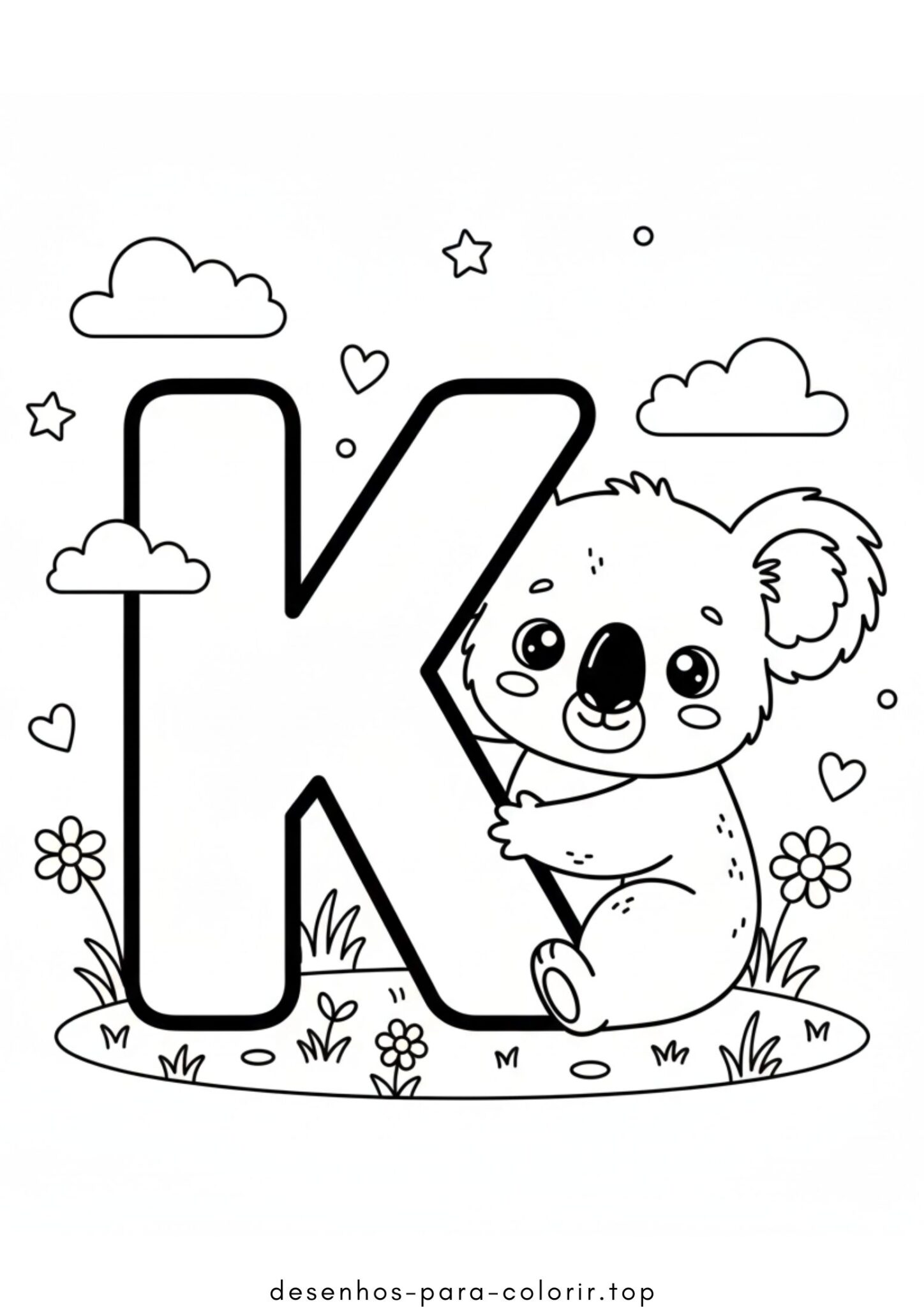 Desenho de Letra K – Koala para colorir e imprimir Desenho de Letra K – Koala para colorir e imprimir