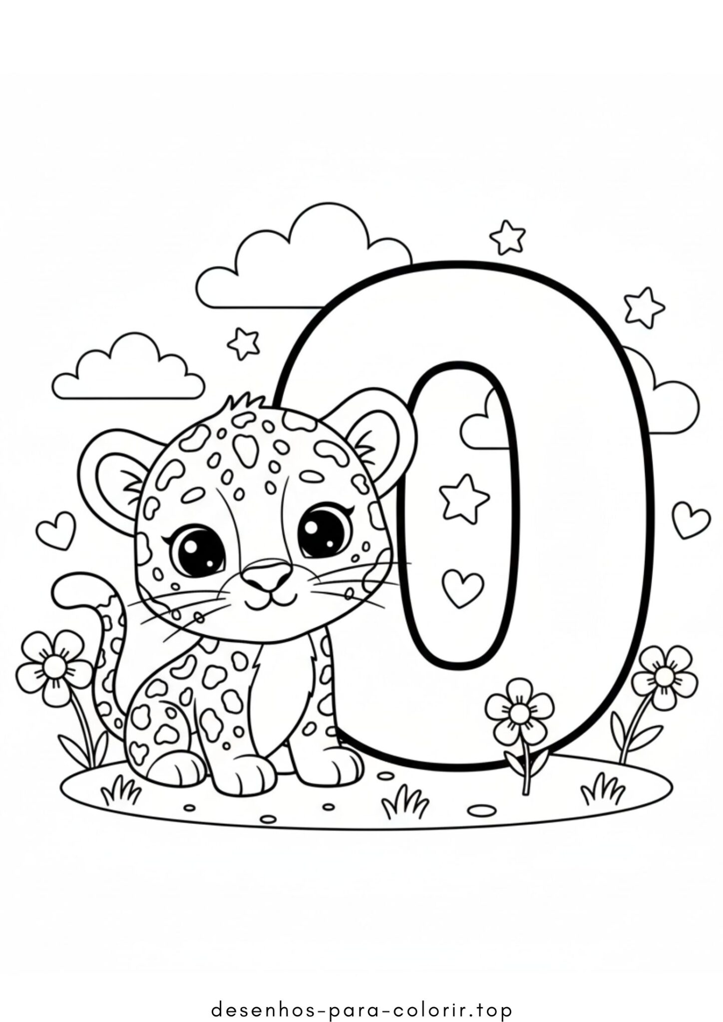 Desenho de Letra O – Onça para colorir e imprimir Desenho de Letra O – Onça para colorir e imprimir