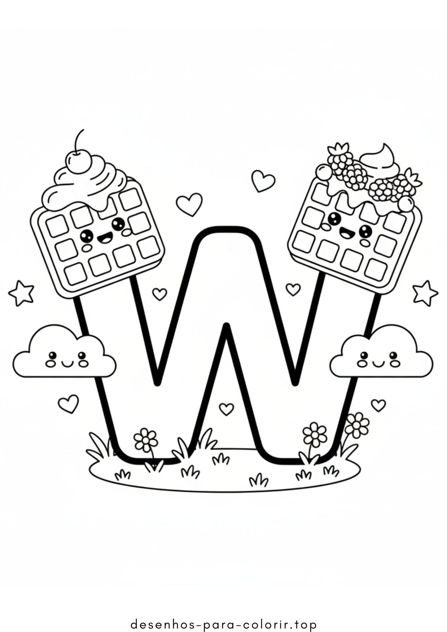 Desenho de Letra W – Waffle para colorir e imprimir Desenho de Letra W – Waffle para colorir e imprimir