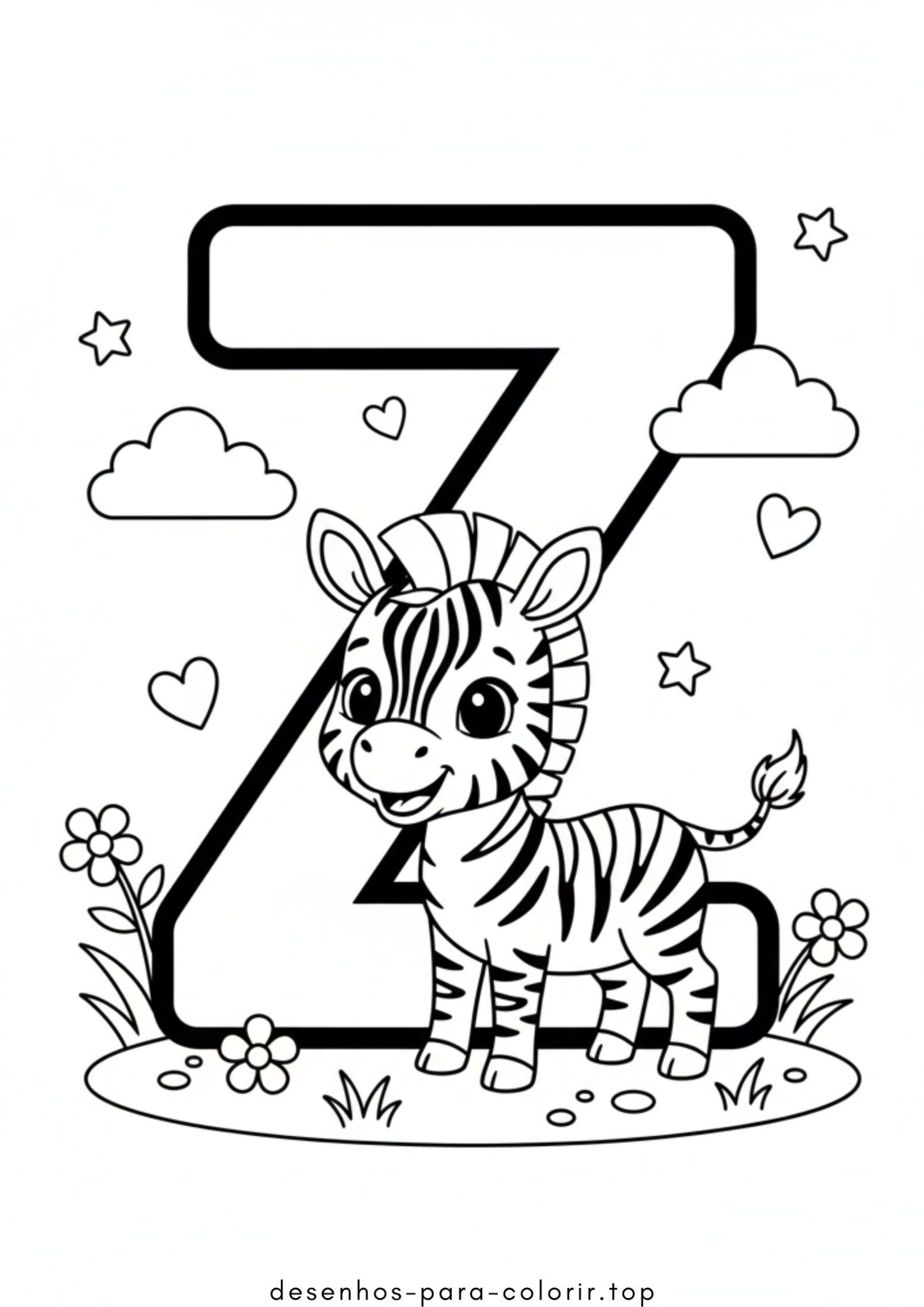 Desenho de Letra Z – Zebra para colorir e imprimir Desenho de Letra Z – Zebra para colorir e imprimir