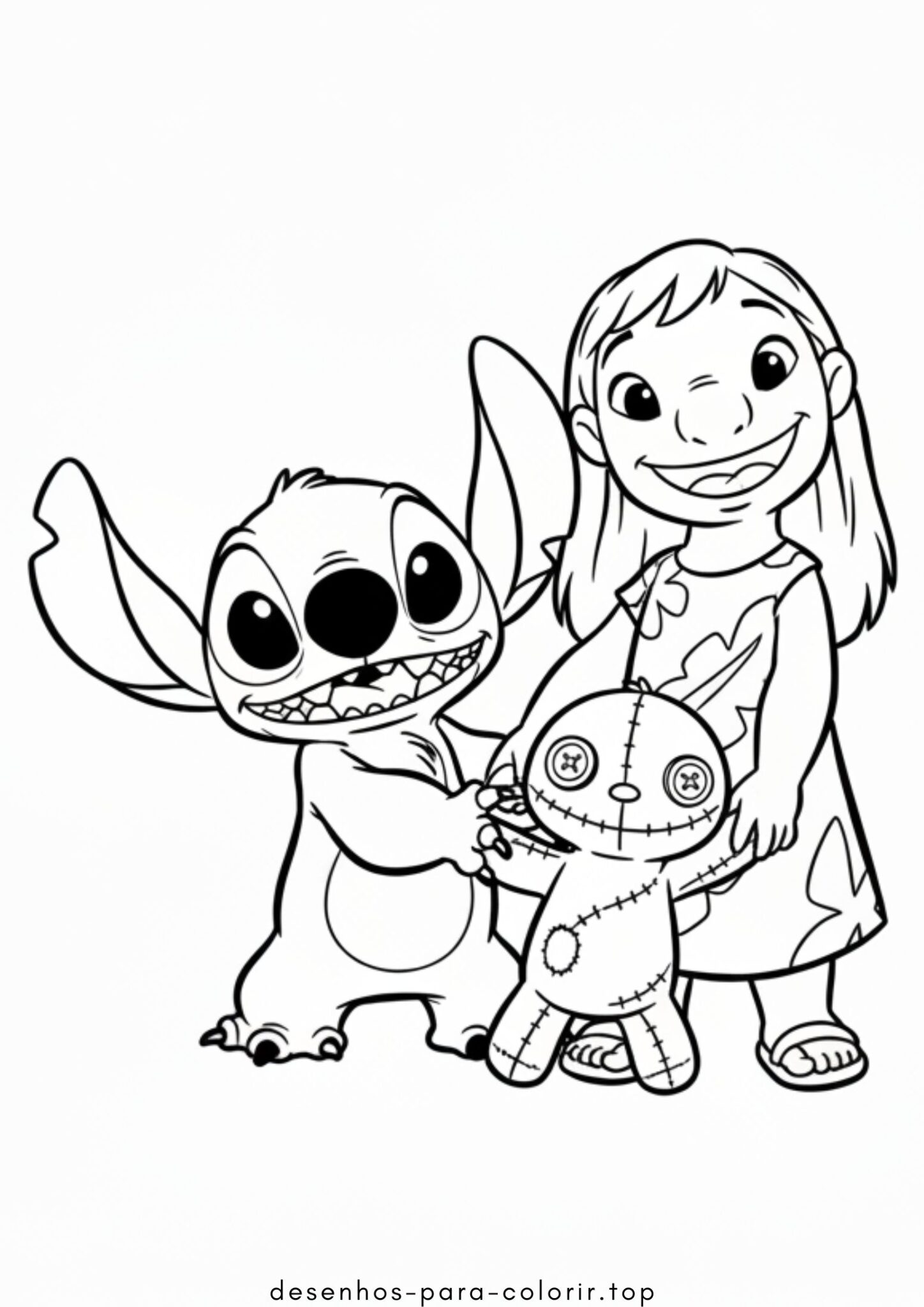 Desenho de Lilo, Stitch e a Boneca Xepa