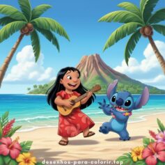 Desenhos de Lilo e Stitch para Colorir e Imprimir Grátis — Baixar Stitch Fofo