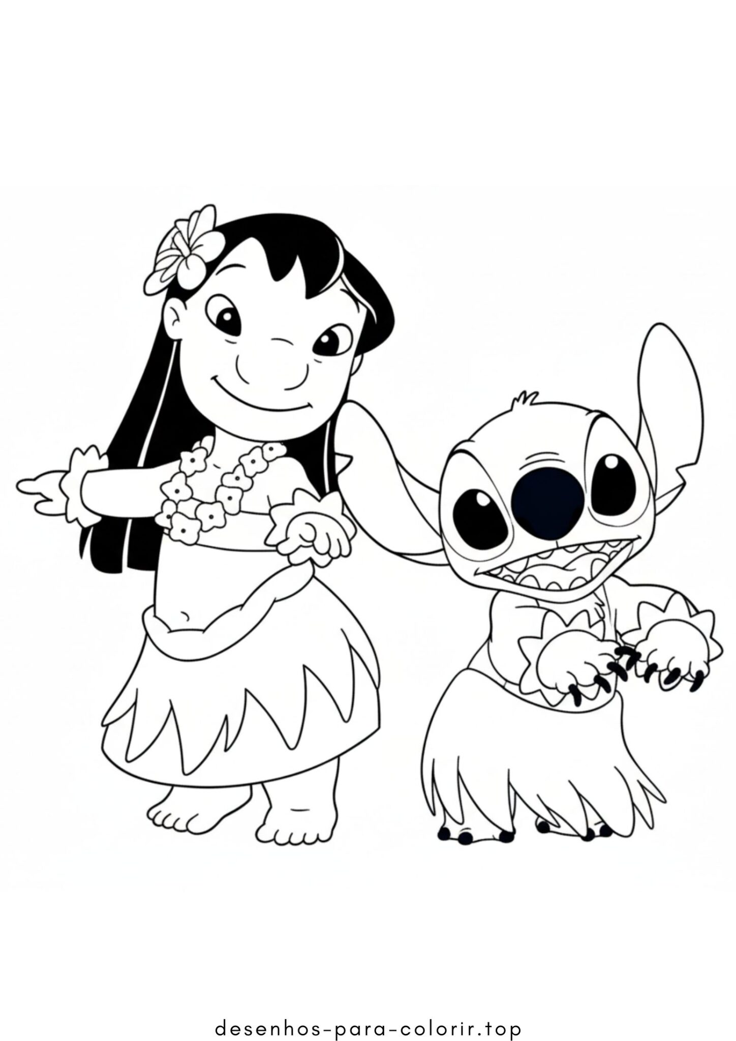 Desenho de Lilo e Stitch dançando
