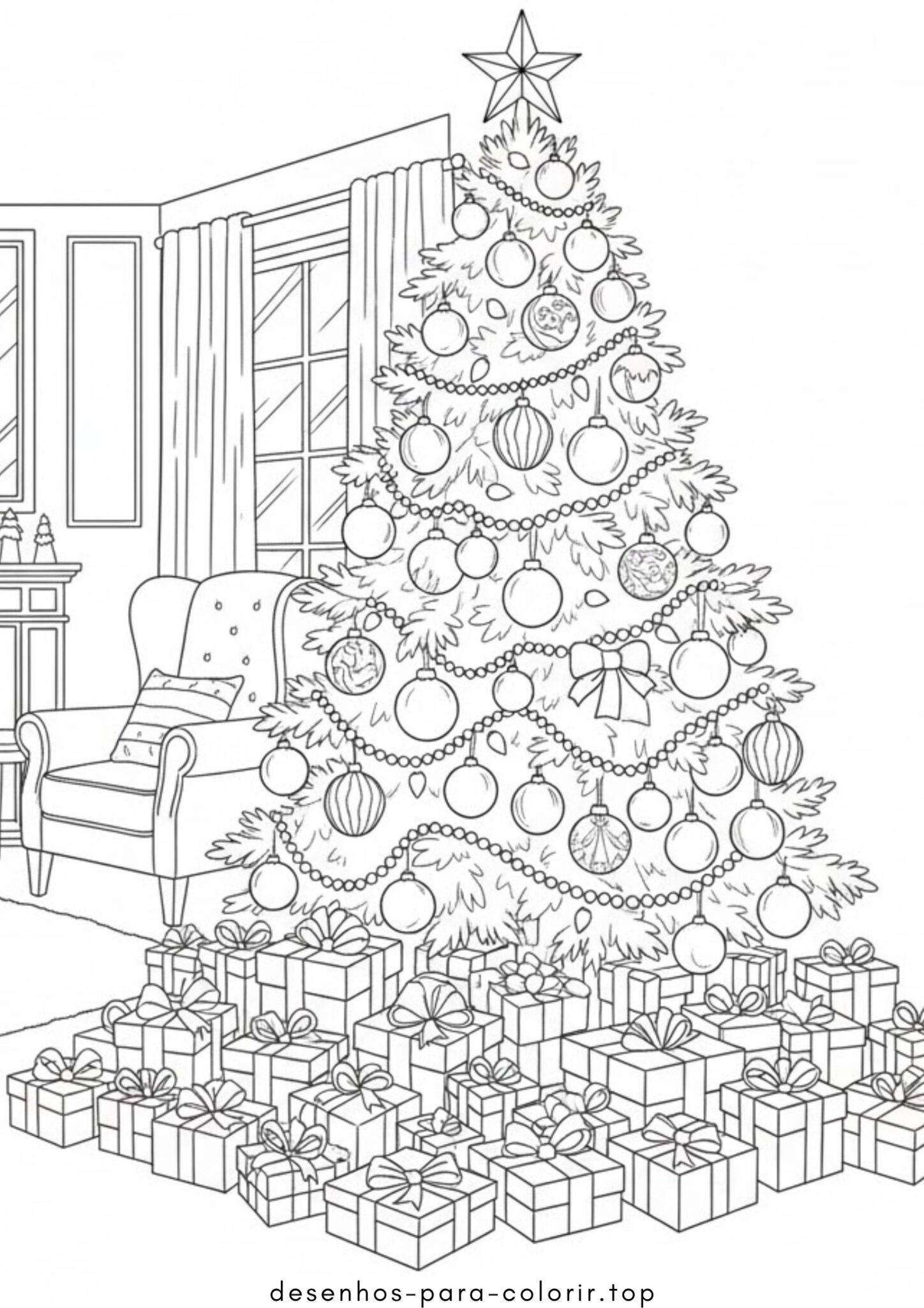 Desenhos de Linda árvore de Natal para Colorir Desenhos de Linda árvore de Natal para Colorir