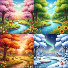 Desenhos de Natureza para Colorir e Imprimir: Paisagens Grátis