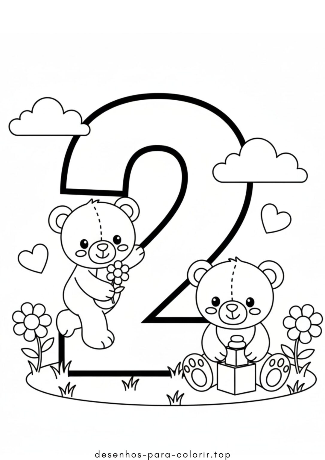 Desenho de Número 2 para Colorir e Imprimir Grátis — Baixar em PDF e A4 ...