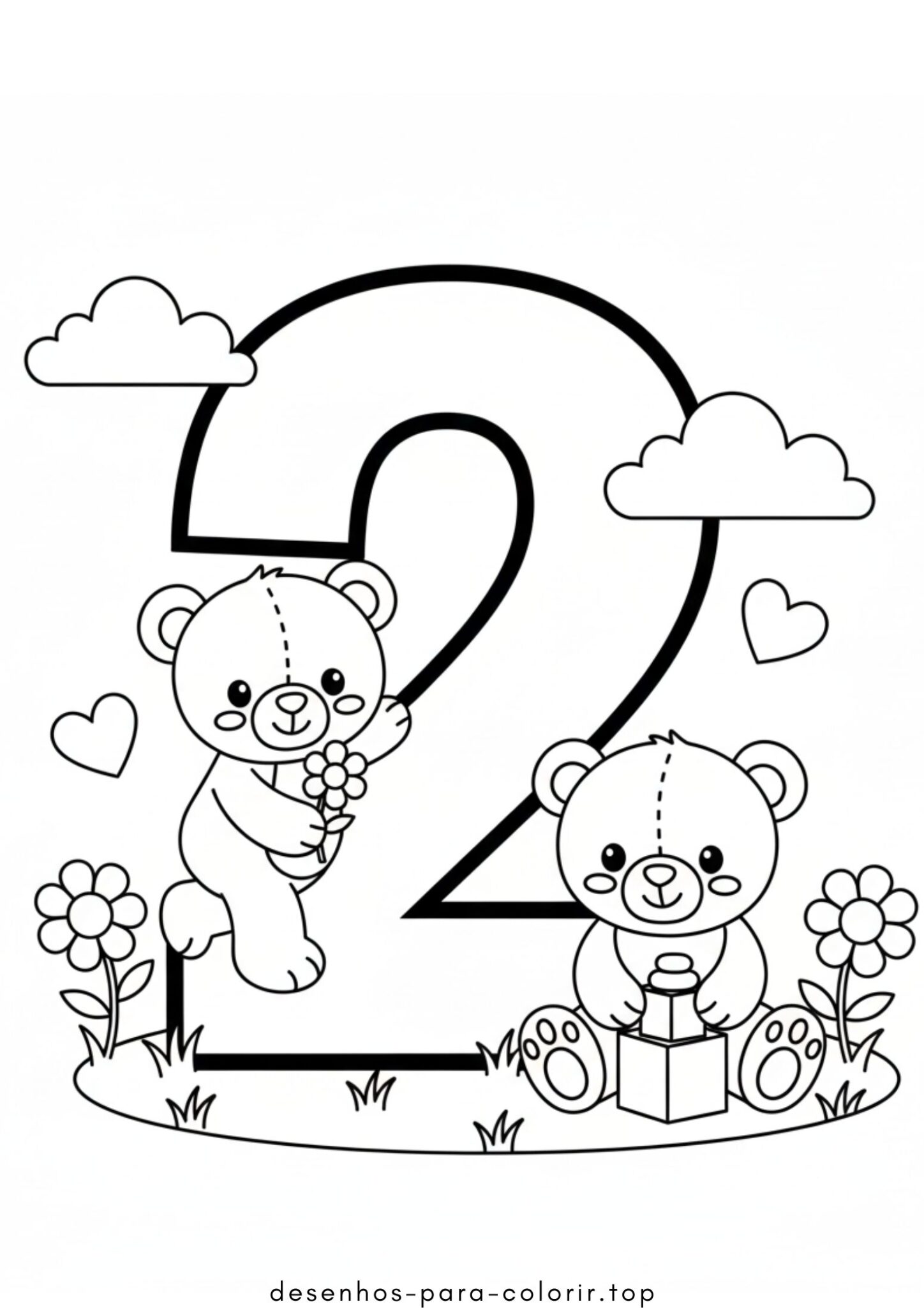 Desenhos de Número 2 para Colorir