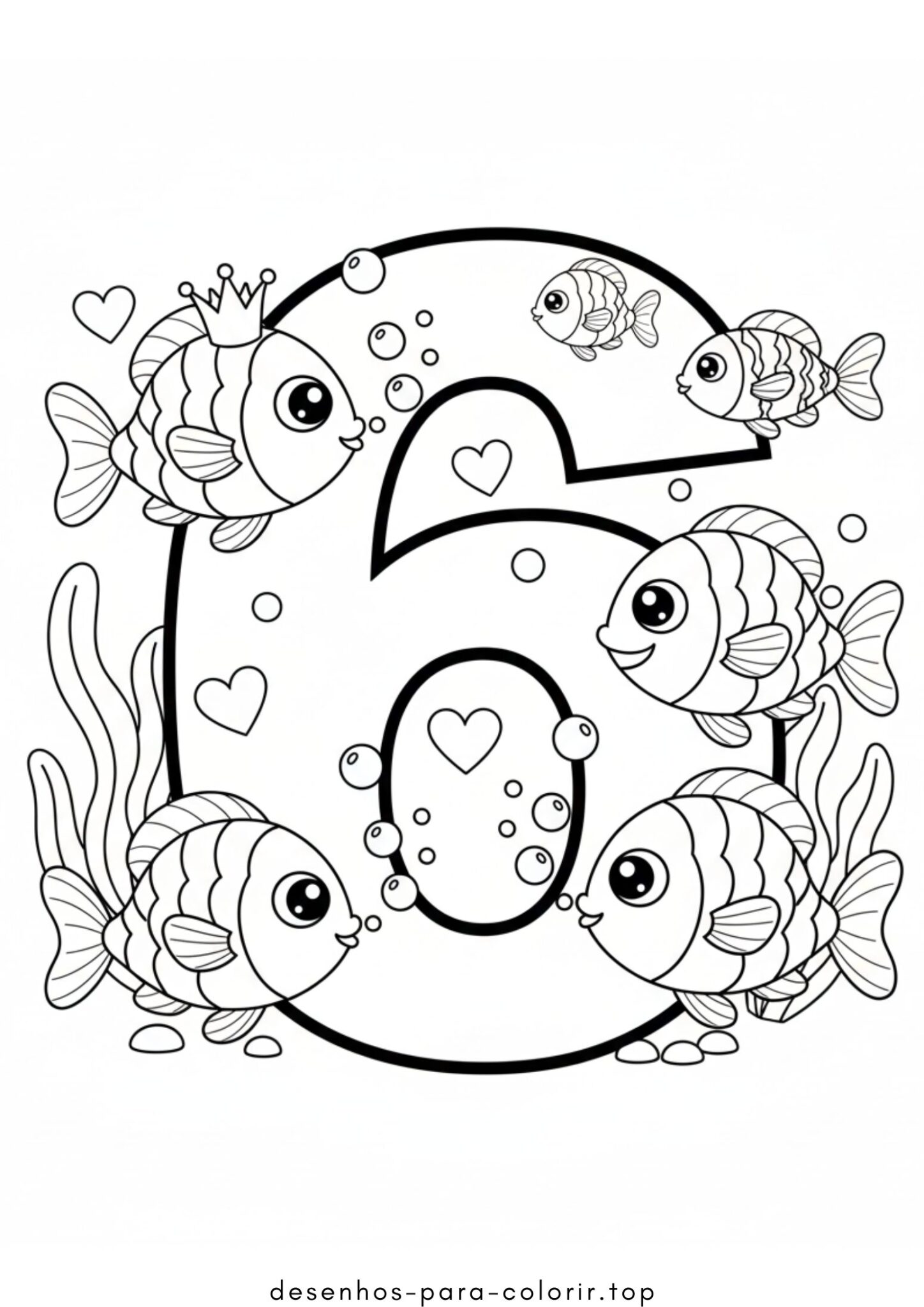 Desenho de Número 6 para colorir e imprimir Desenho de Número 6 para colorir e imprimir