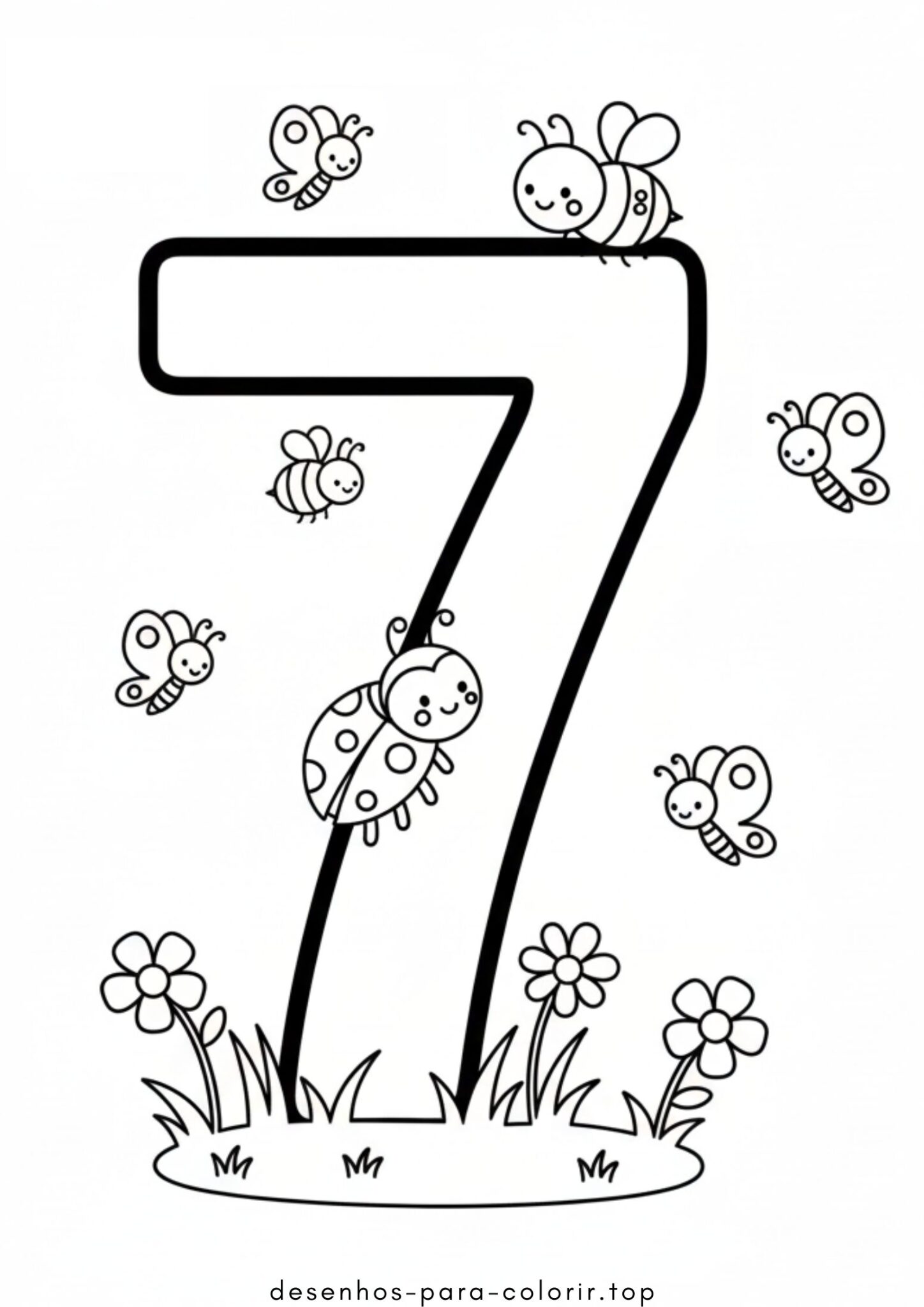 Desenho de Número 7 para colorir e imprimir Desenho de Número 7 para colorir e imprimir