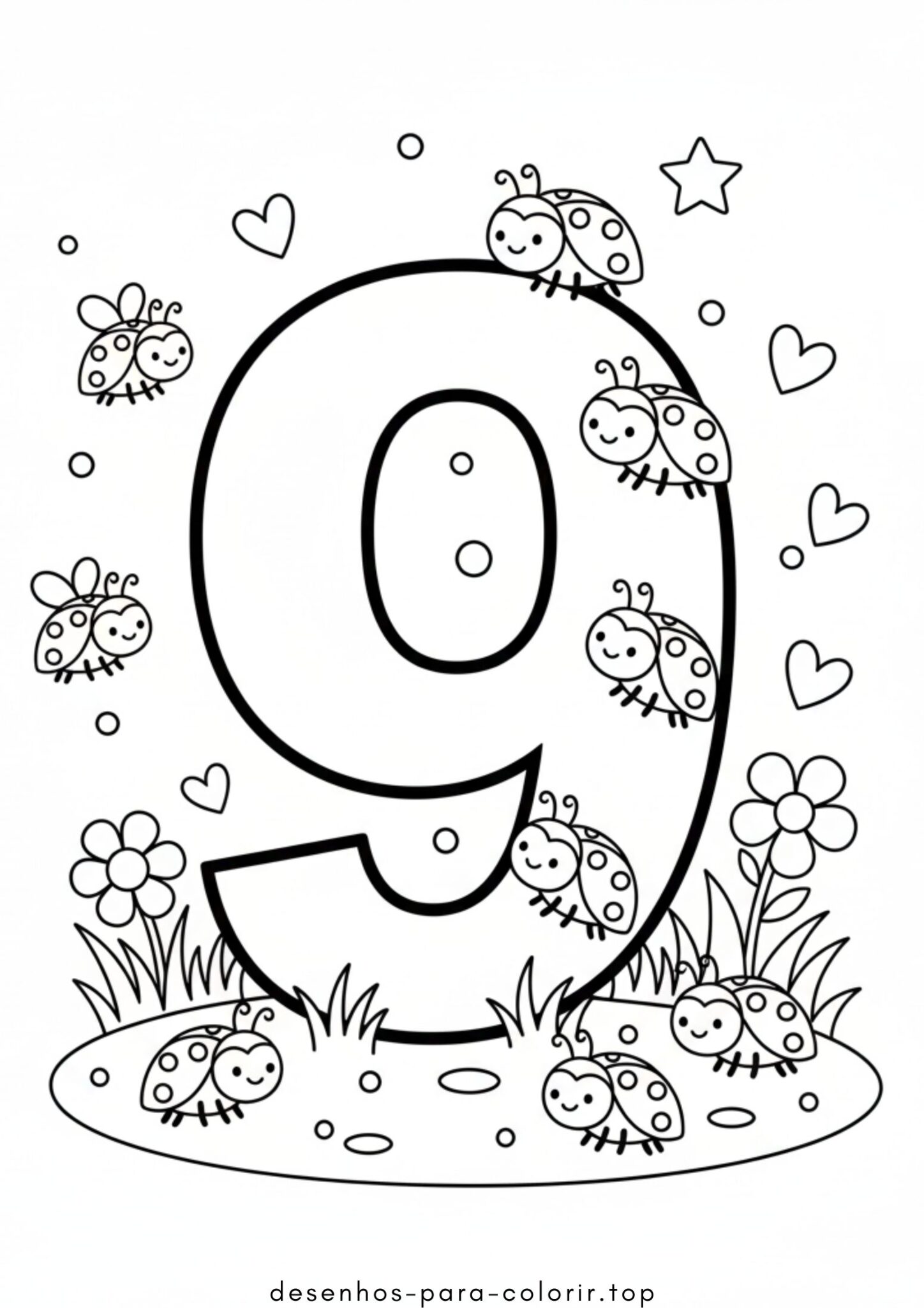 Desenho de Número 9 para colorir e imprimir Desenho de Número 9 para colorir e imprimir