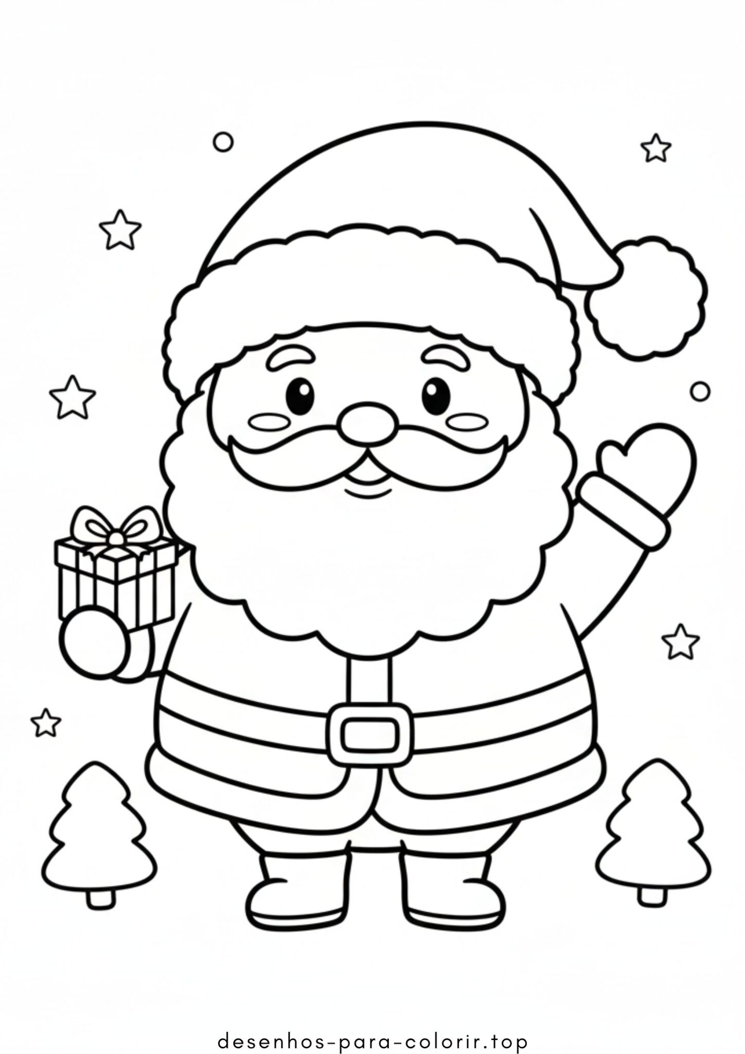 Desenhos de Papai Noel Fofo (Kawaii) para Colorir
