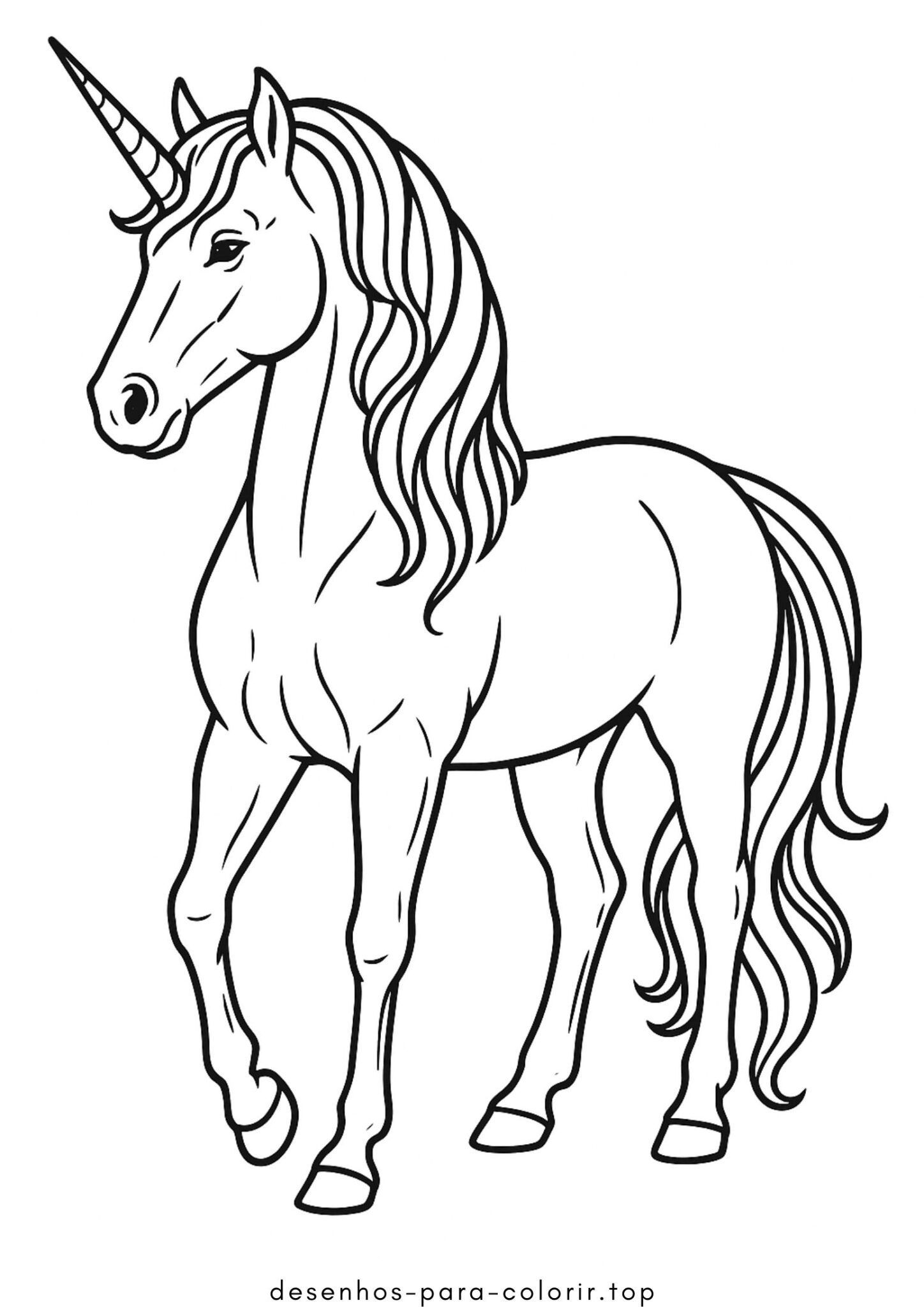 Desenho de Realista Unicórnio para colorir e imprimir Desenho de Realista Unicórnio para colorir e imprimir