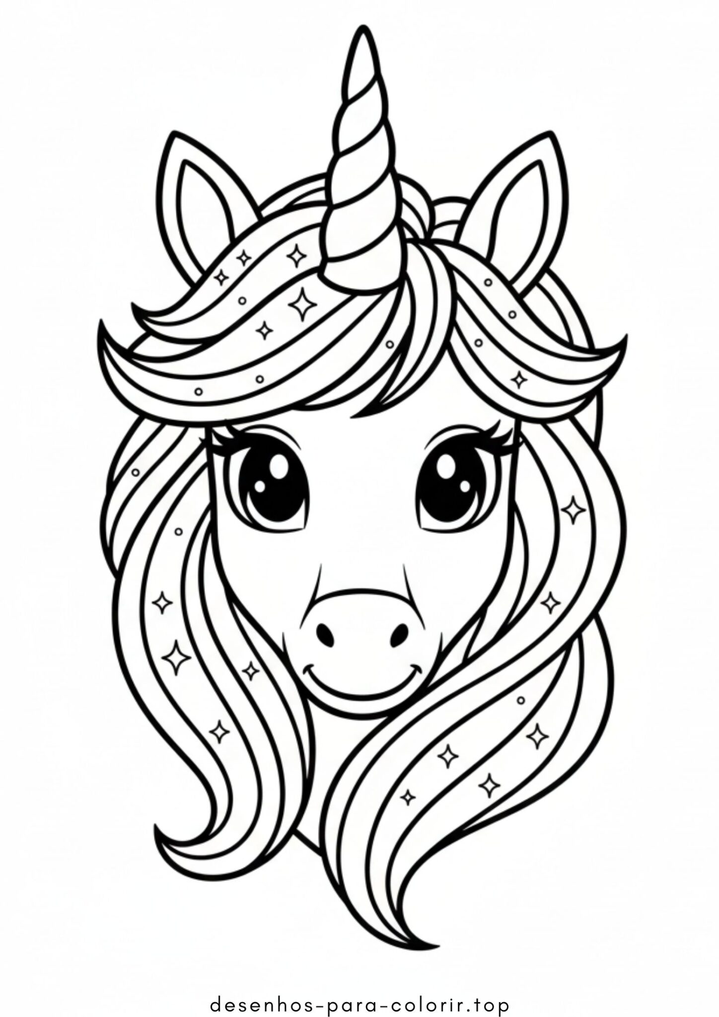 Desenho de Rosto de Unicórnio (Cabeça) para colorir e imprimir Desenho de Rosto de Unicórnio (Cabeça) para colorir e imprimir