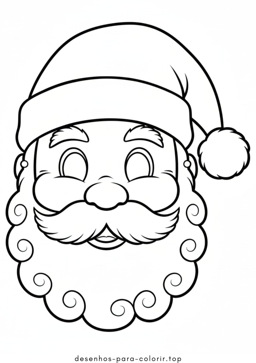 Desenho de Rosto do Papai Noel (Máscara) para Colorir e Imprimir Grátis ...