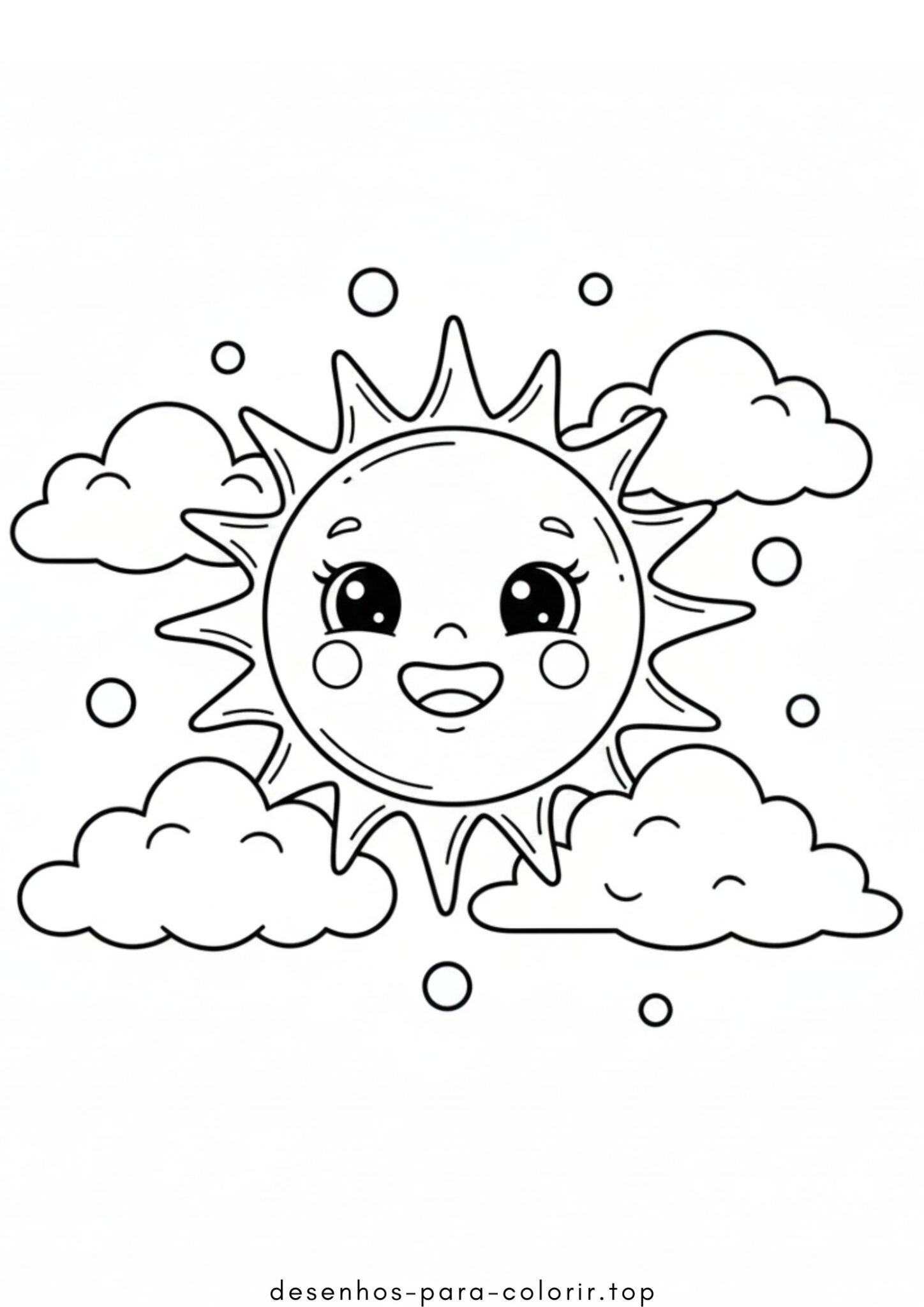 Desenhos de Sol e Nuvens para Colorir