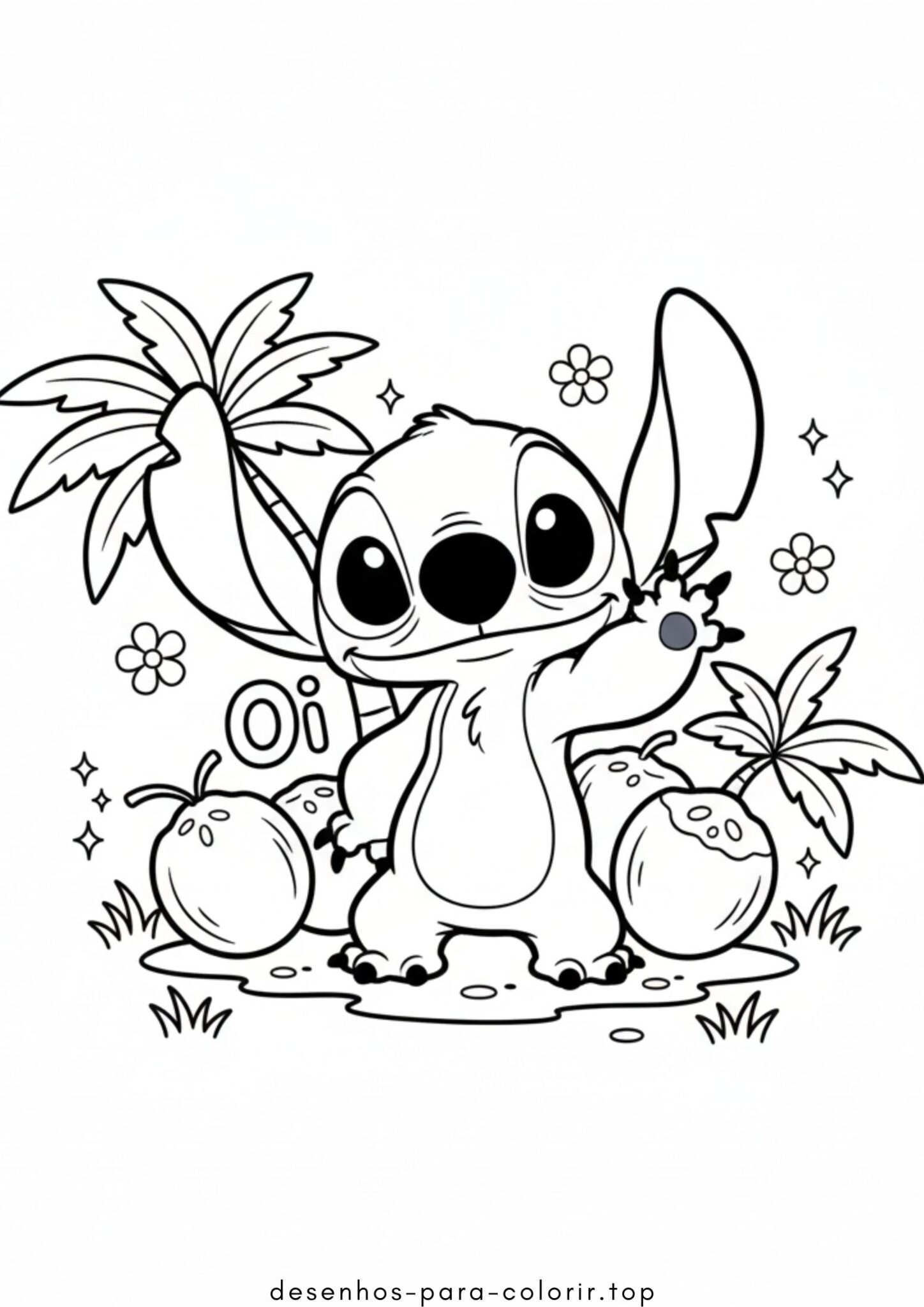 Desenho de Stitch Dando “Oi”