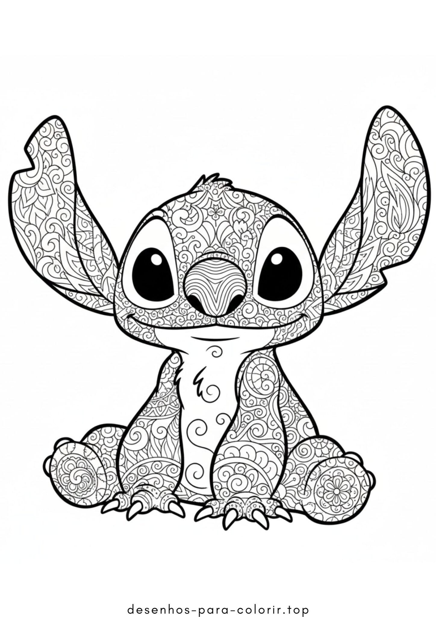 Desenho de Stitch Zentangle (Antiestresse) para colorir e imprimir