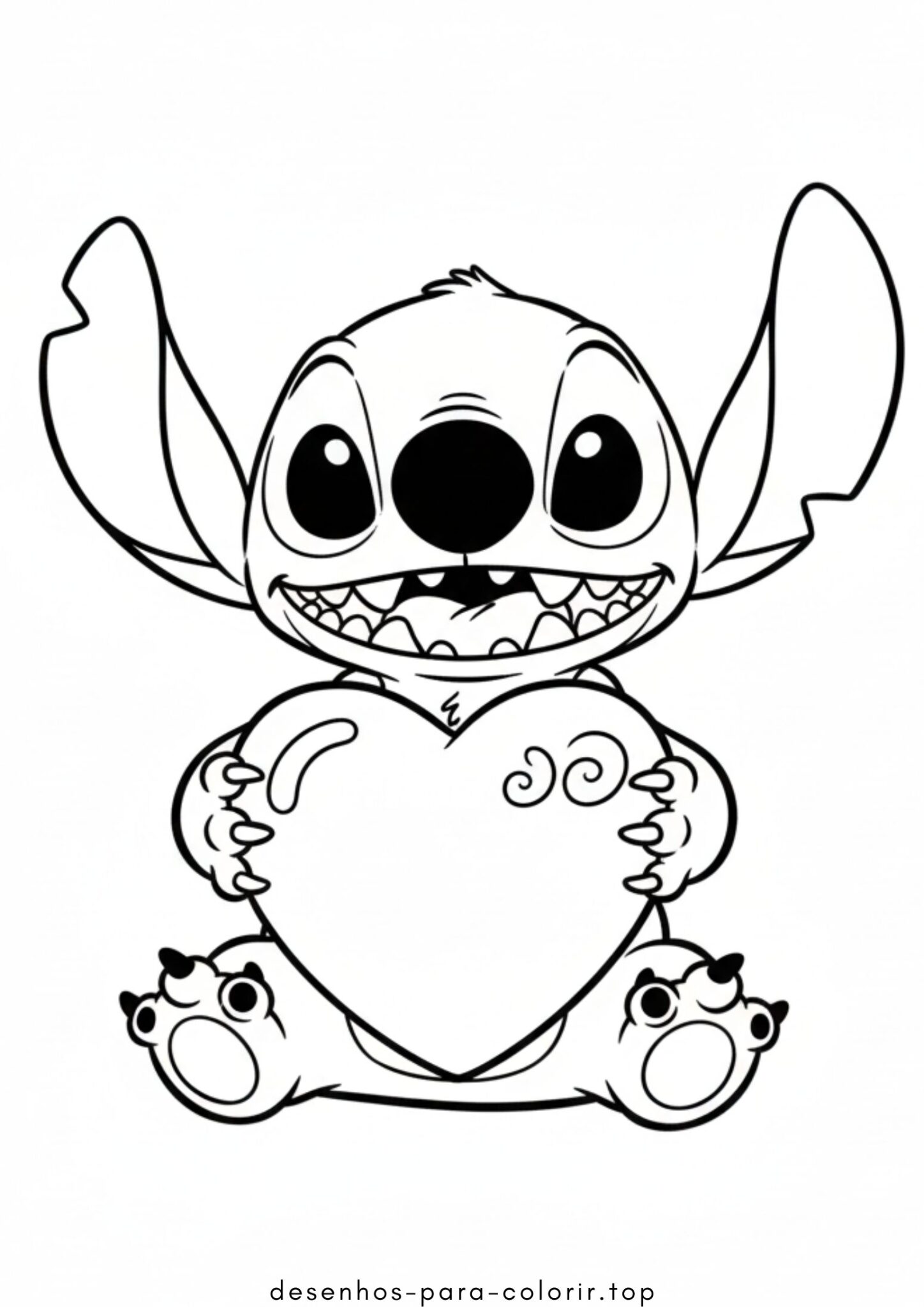 Desenho de Stitch com Coração para colorir e imprimir