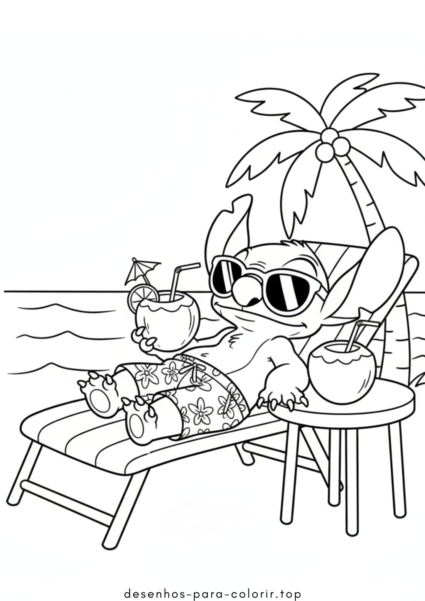 Desenho de Stitch de férias