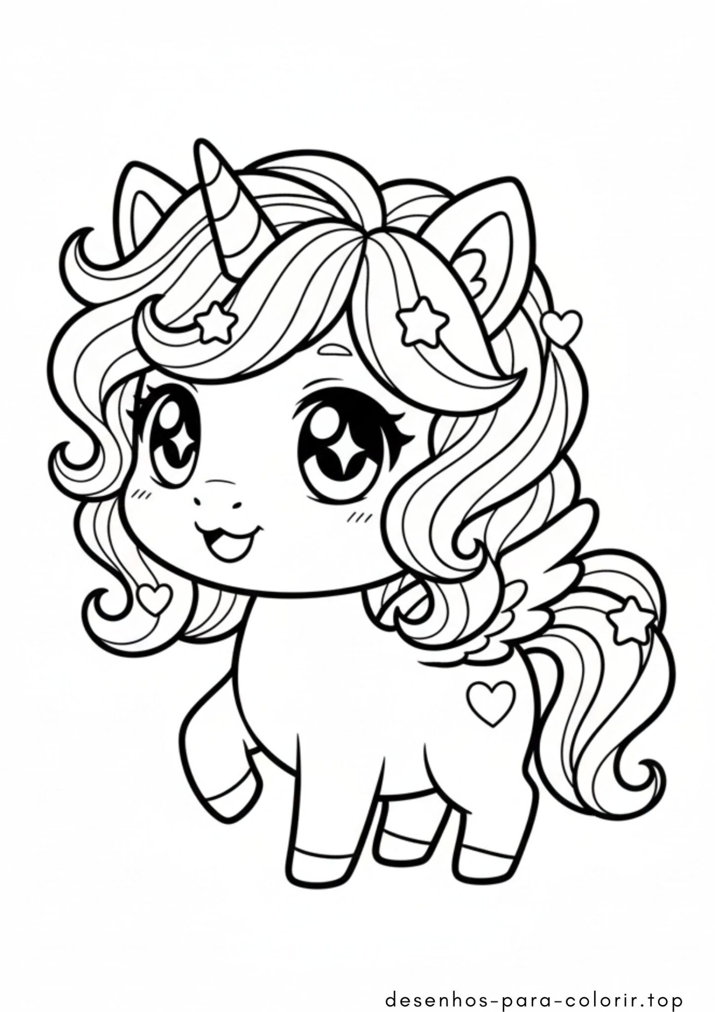 Desenho de Unicórnio Anime Chibi para colorir e imprimir Desenho de Unicórnio Anime Chibi para colorir e imprimir