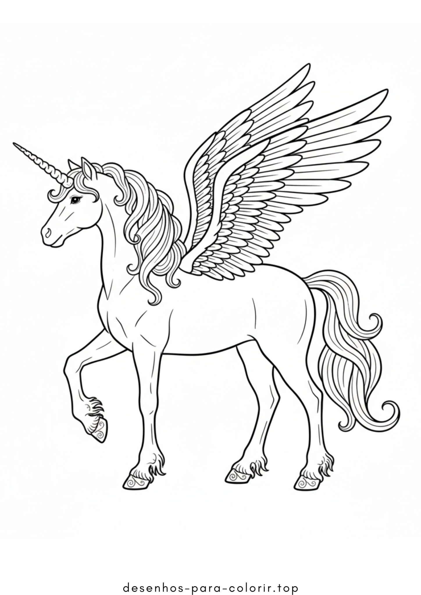 Desenho de Unicornio com Asas para colorir e imprimir Desenho de Unicornio com Asas para colorir e imprimir