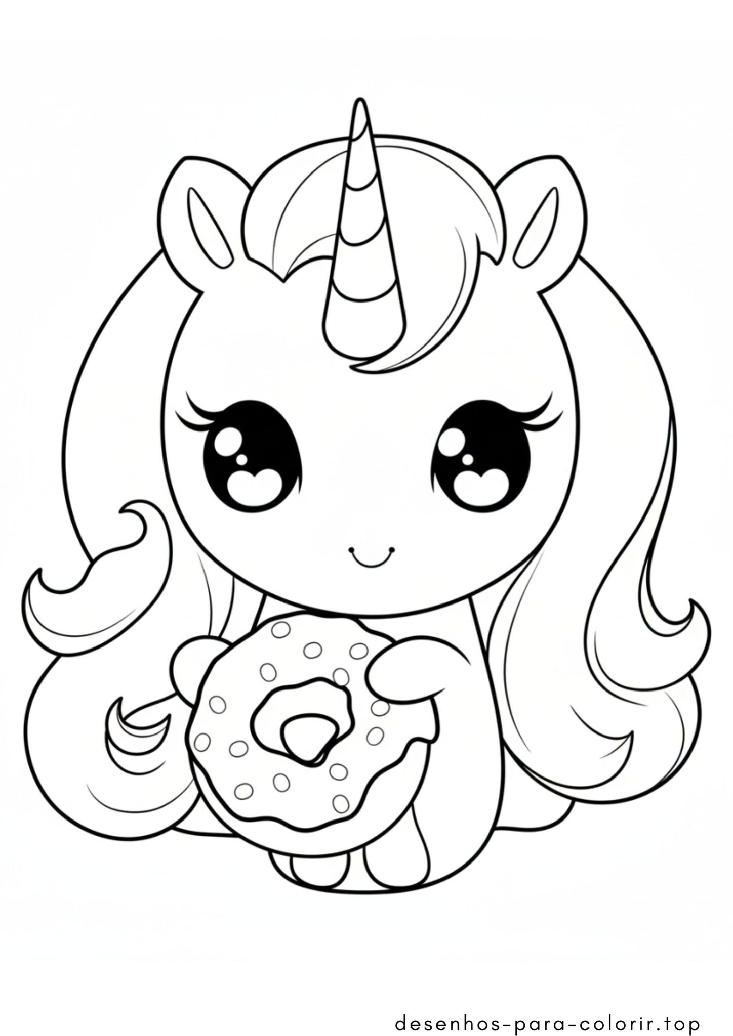 Desenhos de Unicórnio com um donut para Colorir