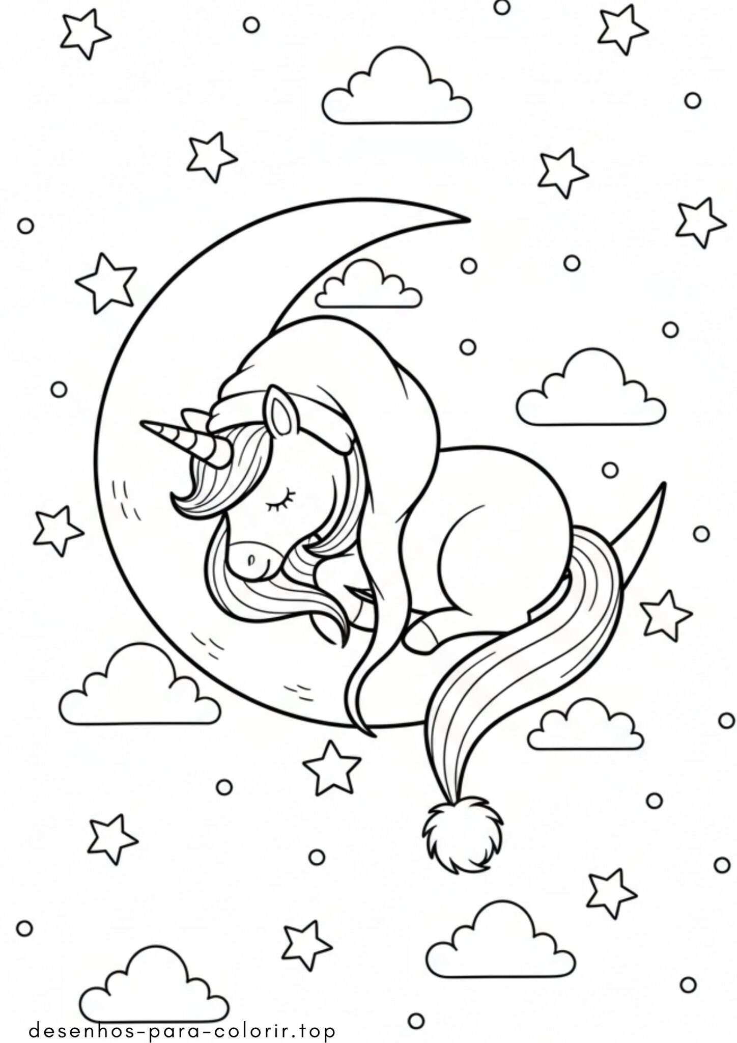 Desenho de Unicornio dormindo para colorir e imprimir Desenho de Unicornio dormindo para colorir e imprimir